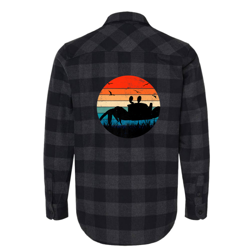 Retro Crab Sunset - Crustacean Core Shellfish Beach Spider Flannel Shirt | Artistshot