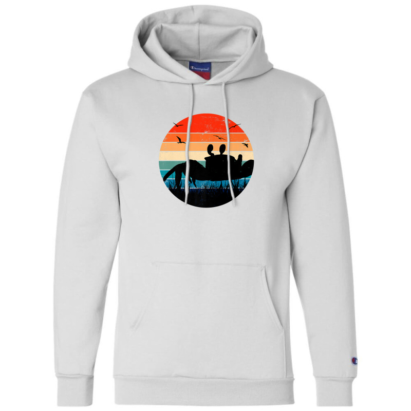 Retro Crab Sunset - Crustacean Core Shellfish Beach Spider Champion Hoodie | Artistshot