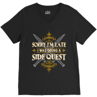 Side Quest Rpg Gaming Fantasy Tabletop V-neck Tee | Artistshot