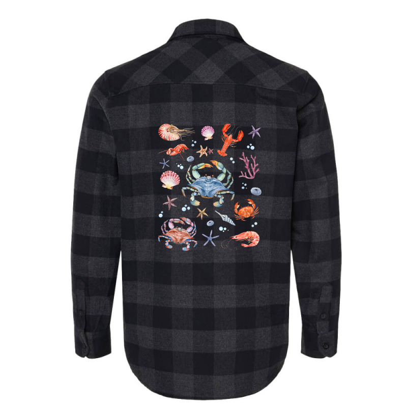 Crustaceancore Aesthetic Crustaceans Crab Lobster Shrimp Flannel Shirt | Artistshot