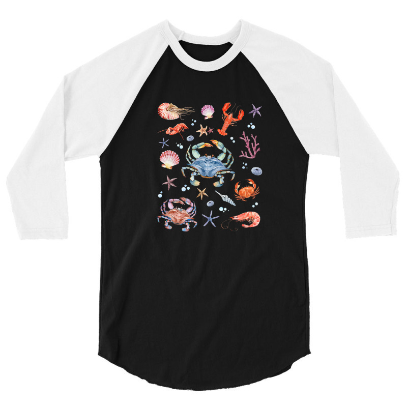 Crustaceancore Aesthetic Crustaceans Crab Lobster Shrimp 3/4 Sleeve Shirt | Artistshot