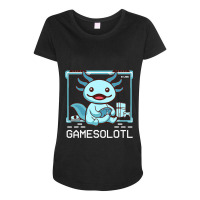 Axolotl Fish Playing Video Game Whiteaxolotl Lizard Gamers 244 Maternity Scoop Neck T-shirt | Artistshot