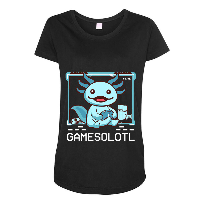 Axolotl Fish Playing Video Game Whiteaxolotl Lizard Gamers 244 Maternity Scoop Neck T-shirt by stress | Artistshot