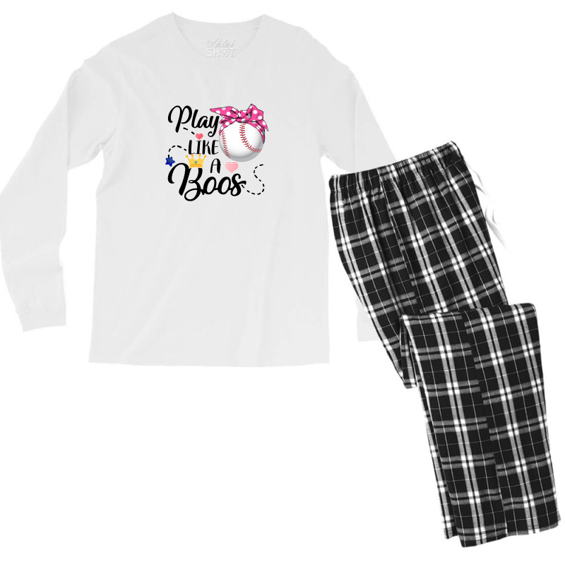 Play Like A Boss Baseball For Light Men's Long Sleeve Pajama Set by autlu2024 | Artistshot