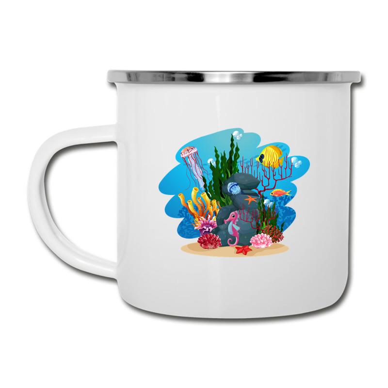 Undersea Life Coral Reef With Fish And Water Plants  Cartoon Landscape Camper Cup | Artistshot