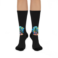 Undersea Life Coral Reef With Fish And Water Plants  Cartoon Landscape Crew Socks | Artistshot