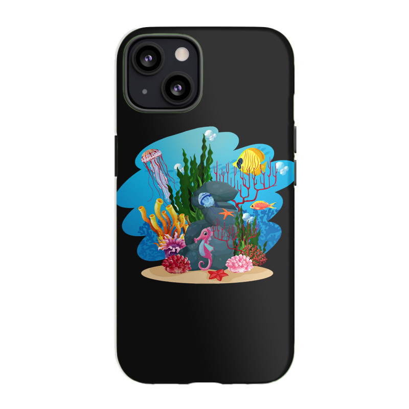 Undersea Life Coral Reef With Fish And Water Plants  Cartoon Landscape Iphone 13 Case | Artistshot