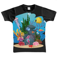 Undersea Life Coral Reef With Fish And Water Plants  Cartoon Landscape Graphic Youth T-shirt | Artistshot