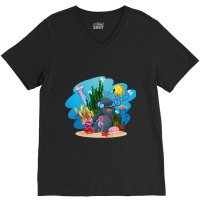 Undersea Life Coral Reef With Fish And Water Plants  Cartoon Landscape V-neck Tee | Artistshot