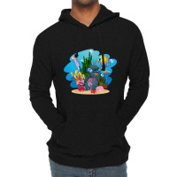 Undersea Life Coral Reef With Fish And Water Plants  Cartoon Landscape Lightweight Hoodie | Artistshot