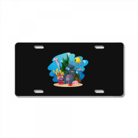 Undersea Life Coral Reef With Fish And Water Plants  Cartoon Landscape License Plate | Artistshot