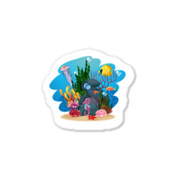 Undersea Life Coral Reef With Fish And Water Plants  Cartoon Landscape Sticker | Artistshot