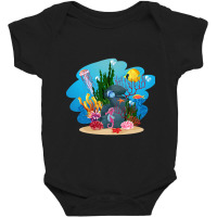 Undersea Life Coral Reef With Fish And Water Plants  Cartoon Landscape Baby Bodysuit | Artistshot