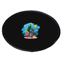 Undersea Life Coral Reef With Fish And Water Plants  Cartoon Landscape Oval Patch | Artistshot