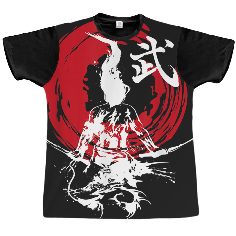 Japanese Samurai Fire Warrior Swords Retro Japan Calligraphy Graphic T-shirt | Artistshot