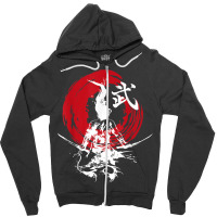 Japanese Samurai Fire Warrior Swords Retro Japan Calligraphy Zipper Hoodie | Artistshot