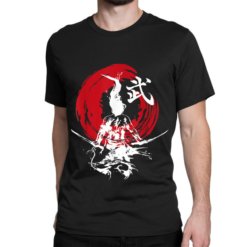 Japanese Samurai Fire Warrior Swords Retro Japan Calligraphy Classic T-shirt | Artistshot