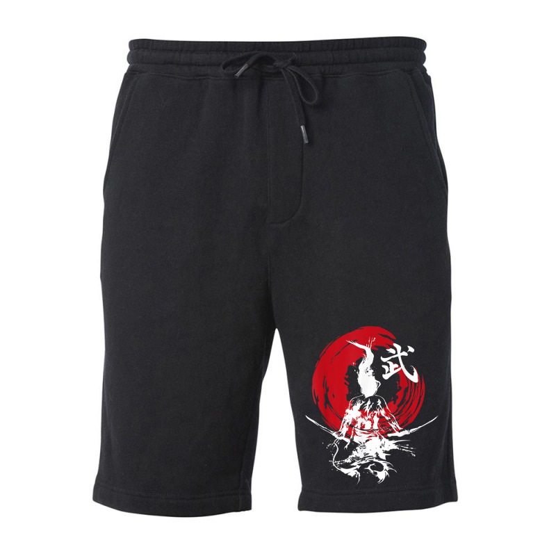 Japanese Samurai Fire Warrior Swords Retro Japan Calligraphy Fleece Short | Artistshot