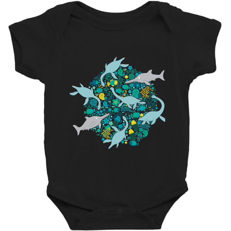 Swimming With Plesiosaurs - Cute Prehistoric Animal Design Baby Bodysuit | Artistshot