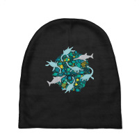 Swimming With Plesiosaurs - Cute Prehistoric Animal Design Baby Beanies | Artistshot