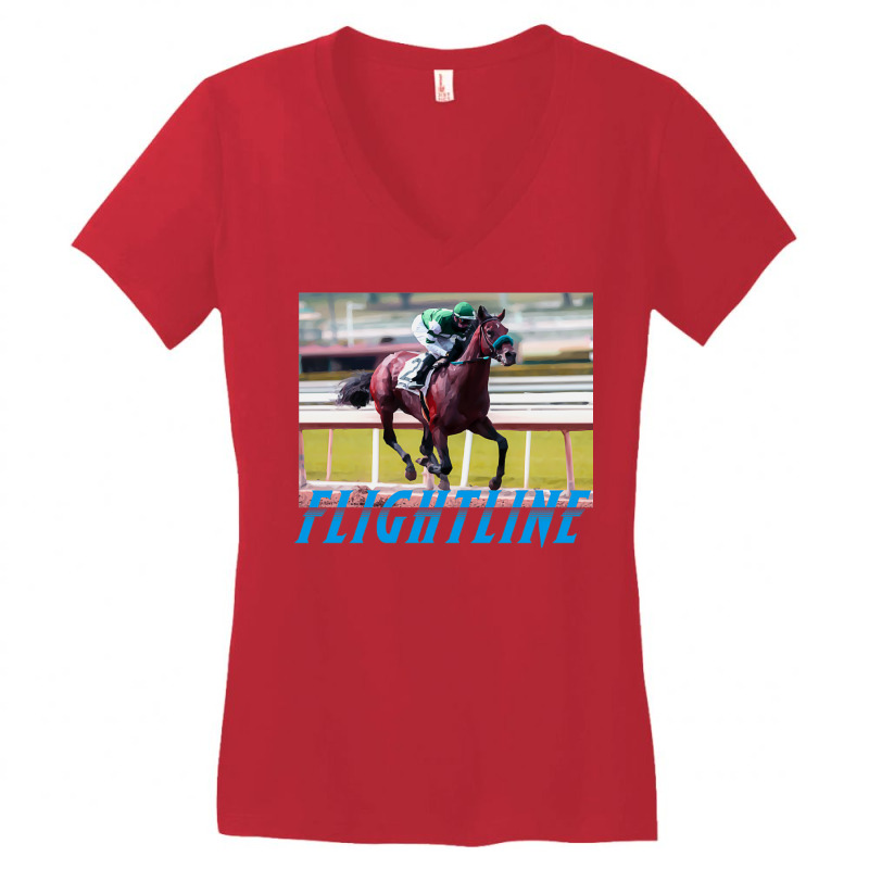 Flightline   Classic Horseracing Women's V-Neck T-Shirt by senkovdenairp | Artistshot