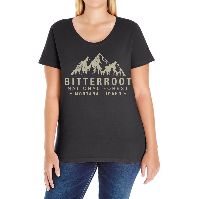 Bitterroot National Forest Montana Idaho Pullover Ladies Curvy T-Shirt by ElizabethAtist | Artistshot