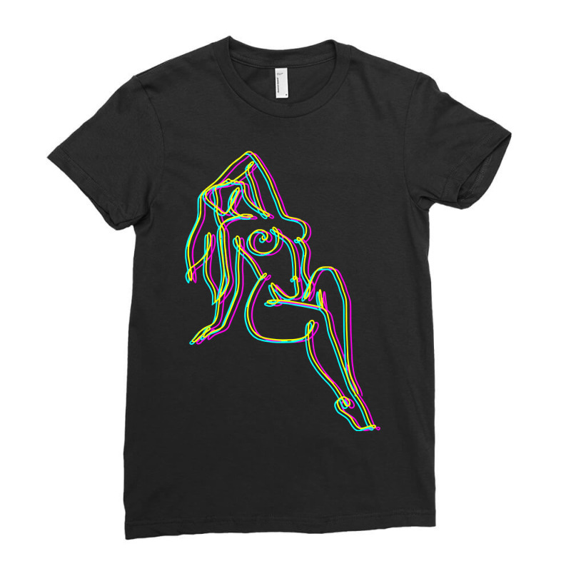 Colorful Line Work Girl Ladies Fitted T-Shirt by HayleyArtist | Artistshot