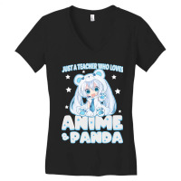 Just A Teacher Who Loves Anime And Panda Women's V-neck T-shirt | Artistshot