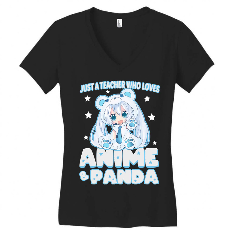 Just A Teacher Who Loves Anime And Panda Women's V-Neck T-Shirt by Ledford Leslie | Artistshot