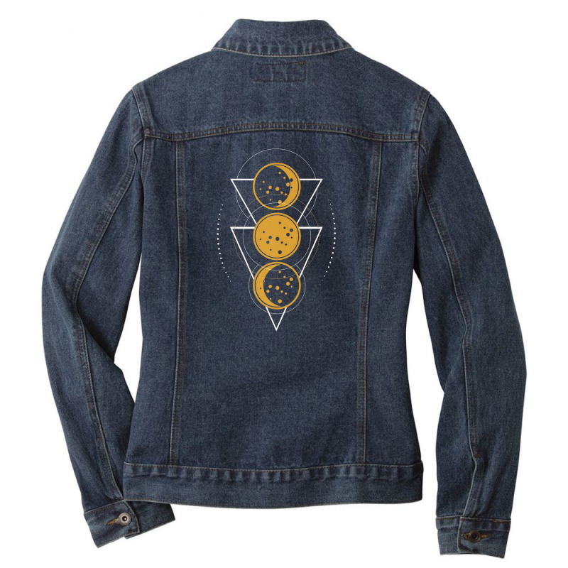 Triple Moon Goddess Witch Wicca Pagan Hecate Occult Wiccan Ladies Denim Jacket by sulzvelundv | Artistshot