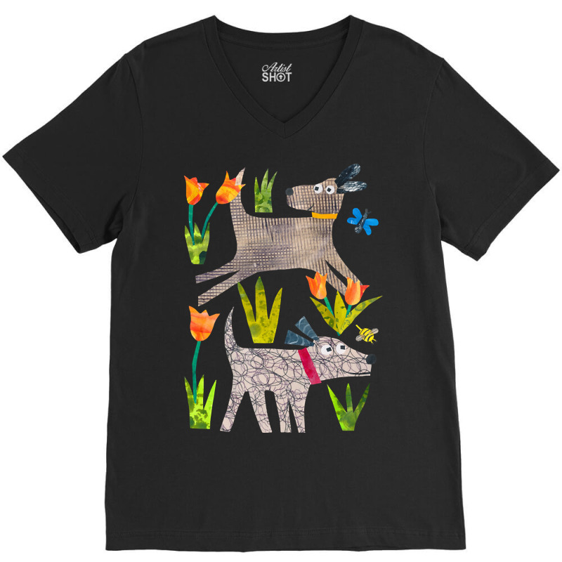 Dogs In The Park V-Neck Tee by Crews Micki | Artistshot