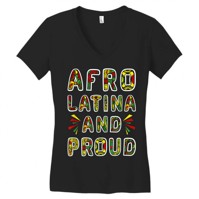 Afro Latina And Proud Product Black Latinx Pride Gift Design Women's V-Neck T-Shirt by SHANNONRENNAN | Artistshot