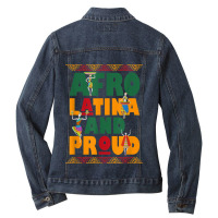 Afro Latina And Proud Product For Afro Latin Pride Tee Ladies Denim Jacket | Artistshot