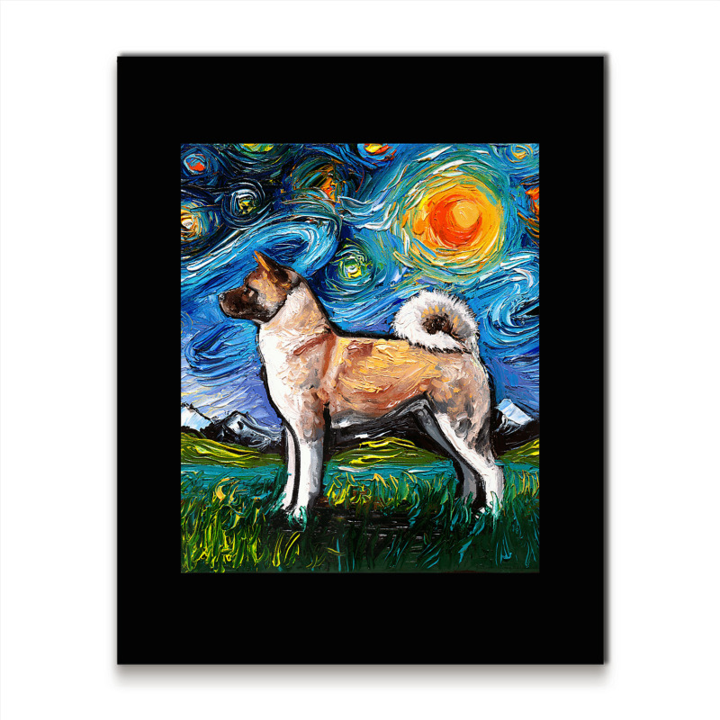 Akita Inu Starry Night Impressionist Dog Art By Aja Premium T Shirt Metal Print Vertical | Artistshot