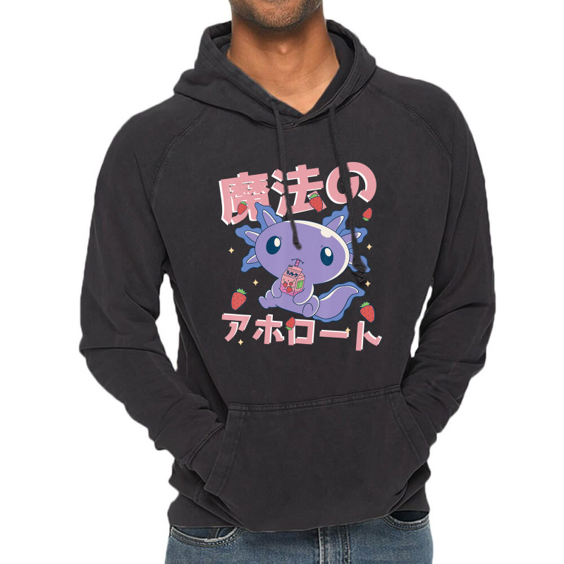 Japanese Strawberry Milk Shake Anime Pink Kawaii Aesthetic Axolotl Mat Vintage Hoodie by Min05 | Artistshot