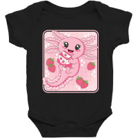 Japanese Strawberry Milk Shake Anime Pink Kawaii Aesthetic Axolotl Mat Baby Bodysuit | Artistshot