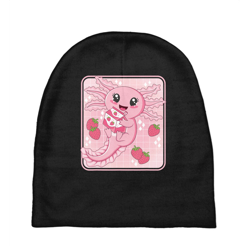 Japanese Strawberry Milk Shake Anime Pink Kawaii Aesthetic Axolotl Mat Baby Beanies by Min05 | Artistshot