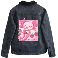 Japanese Strawberry Milk Shake Anime Pink Kawaii Aesthetic Axolotl Mat Unisex Sherpa-lined Denim Jacket | Artistshot