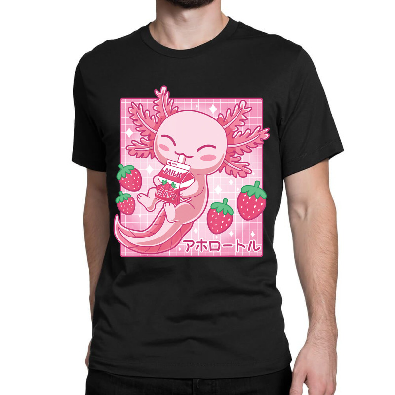 Japanese Strawberry Milk Shake Anime Pink Kawaii Aesthetic Axolotl Mat Classic T-shirt by Min05 | Artistshot