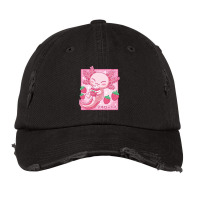 Japanese Strawberry Milk Shake Anime Pink Kawaii Aesthetic Axolotl Mat Vintage Cap | Artistshot