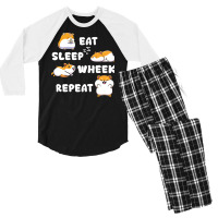 Guinea Pig T  Shirt Eat Sleep Wheek Guinea Pig Rodent Cavies Cavy Pet Men's 3/4 Sleeve Pajama Set | Artistshot