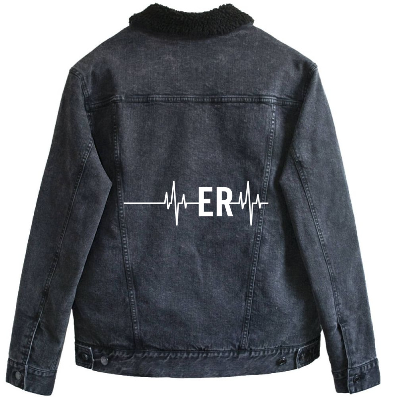 Emergency Medicine Physician Nurse Gift Er Heartbeat Unisex Sherpa-lined Denim Jacket | Artistshot