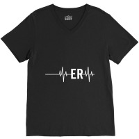 Emergency Medicine Physician Nurse Gift Er Heartbeat V-neck Tee | Artistshot