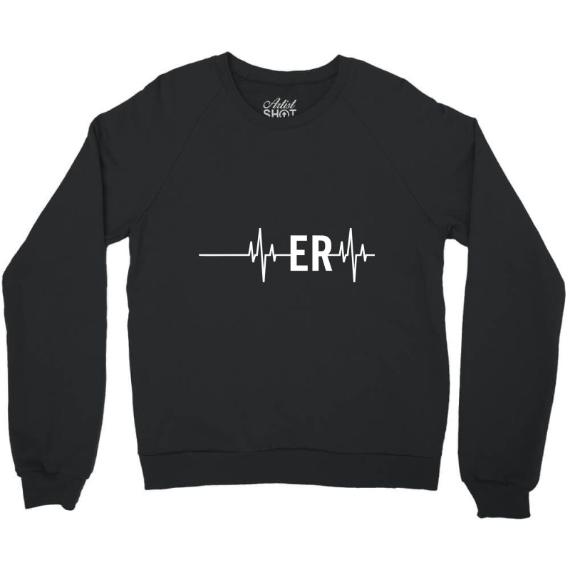 Emergency Medicine Physician Nurse Gift Er Heartbeat Crewneck Sweatshirt | Artistshot