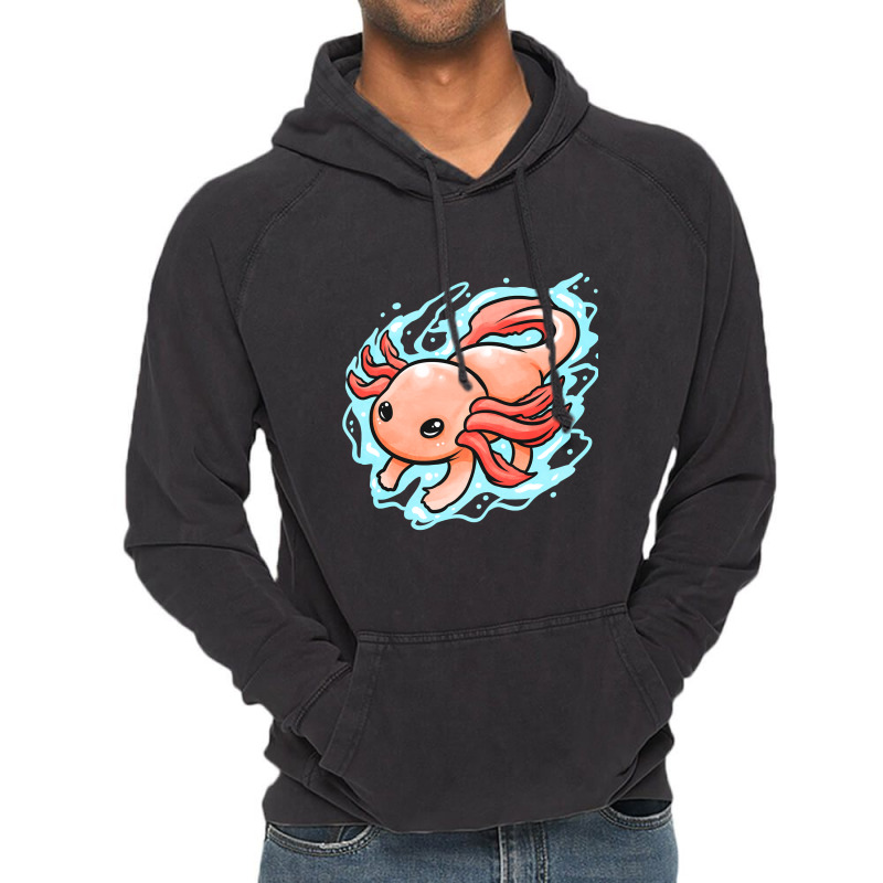 Kawaii - Mexican Sea Life - A Swimming Axolotl Vintage Hoodie by Min08 | Artistshot