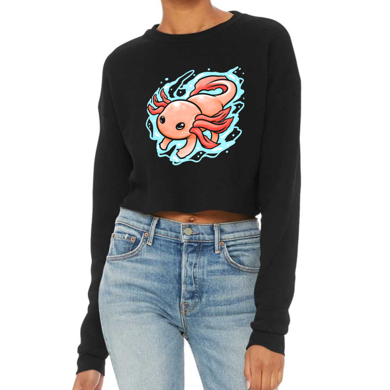 Kawaii - Mexican Sea Life - A Swimming Axolotl Cropped Sweater by Min08 | Artistshot