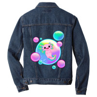 Kawaii Axolotl With Bubbles Men Denim Jacket | Artistshot