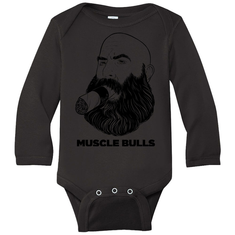 Muscle Bulls Black Lines Long Sleeve Baby Bodysuit by laurynvanhoose | Artistshot