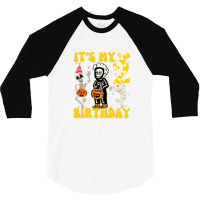 Kids It's My 2nd Birthday Boy Funny Skeleton Pumpkin Halloween 3/4 Sleeve Shirt | Artistshot