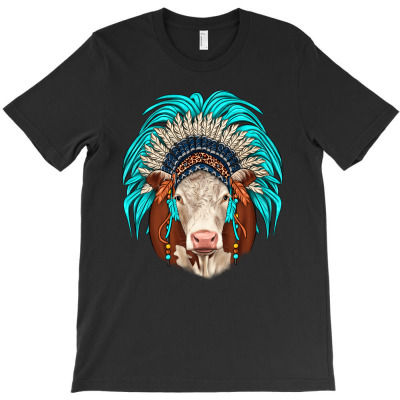 Hereford Indian Headdress T-shirt Designed By Angel Clark